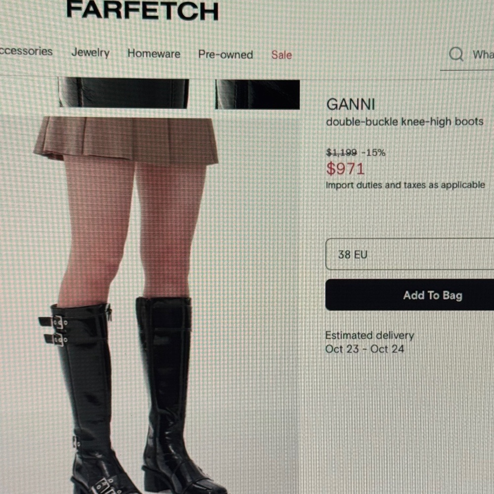 Ganni Black Patent Leather Knee-High Buckle Boots - Picture 5 of 15